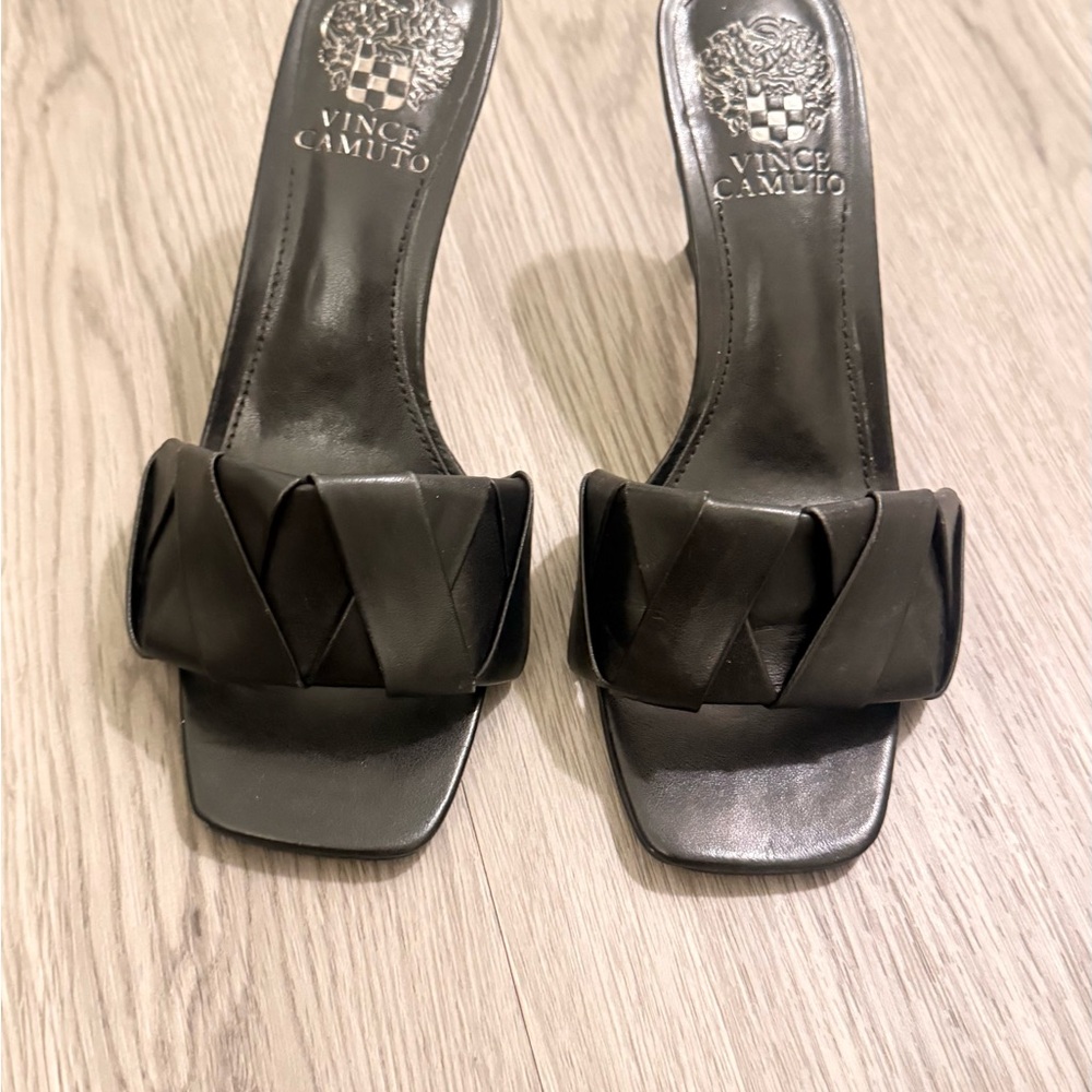 Vince Camuto Black Leather Mules
